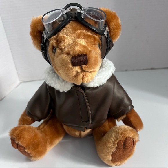 US Airways Teddy Bear Aviator Pilot Plush with Goggles Jacket & Cap 8” - Picture 2 of 9
